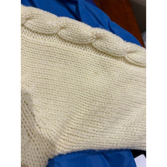 Vintage Wickbury Cable Knit Cardigan S Cream Shawl Collar Wood Buttons Cozy - Picture 7 of 10